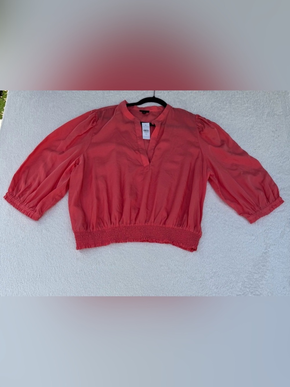 Ann Taylor 3/4 Sleeves Smocked Hem Top Size XXL Coral New